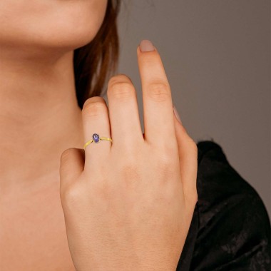 Bague Solitaire Or 750 Améthyste 6/4