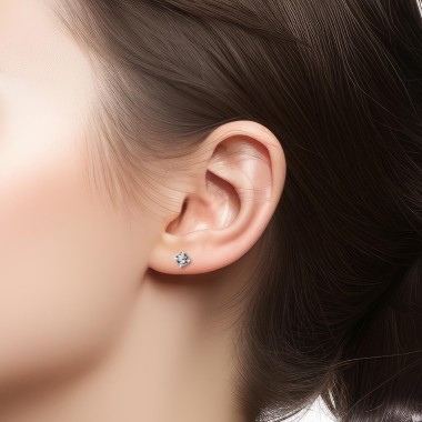 Boucles d'oreilles Solitaire Argent Oxyde de zirconium 2mm