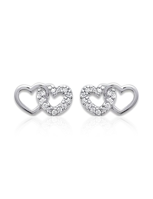 Boucles d'oreilles Coeur Argent Oxyde de Zirconium