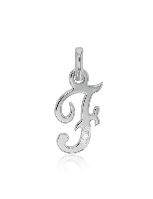 Pendentif Initiale F Or 750 Diamant 0.010ct