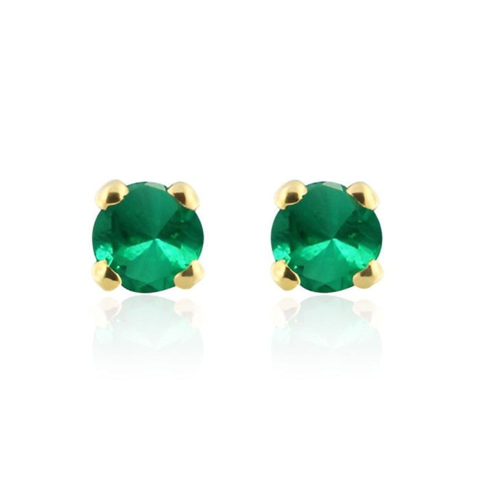 Boucles d'oreilles Solitaire Or 375 Emeraude