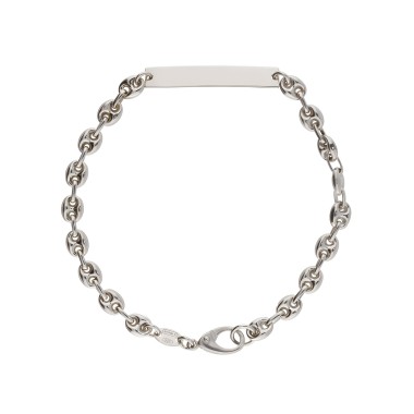 Bracelet Gourmette Maille Grain de Café Argent Blanc 19cm