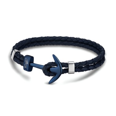 Bracelet LOTUS Ancre Cuir Bleu