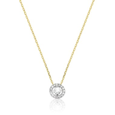 Collier Solitaire Or 9KTS Diamant 0.16 carat H-SI 42 cm
