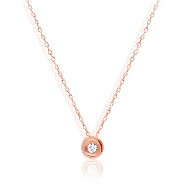 Collier Solitaire Or Rose 18KTS Diamant 0.06 carats H-SI 42cm