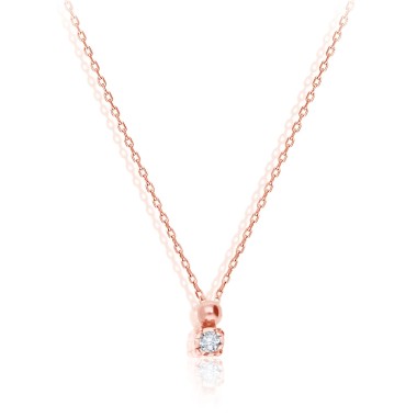 Collier Solitaire Or Rose 18KTS Diamant 0.06 carats H-SI 42cm