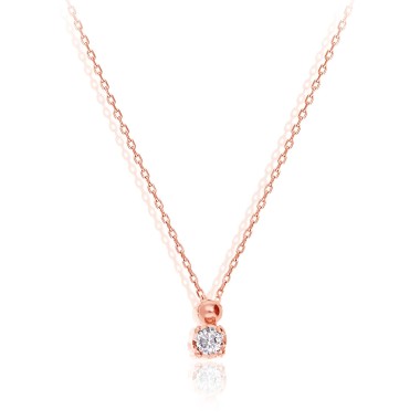 Collier Solitaire Or Rose 18KTS Diamant 0.11 carats H-SI 42cm