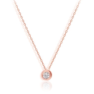 Collier Solitaire Or Rose 18KTS Diamant 0.12 carats H-SI 42cm
