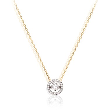 Collier Solitaire Or bicolore 18KTS Diamant 0.26 carats H-SI 42cm
