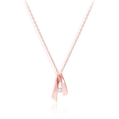 Collier Solitaire Or Rose 18KTS Diamant 0.045 carats H-SI 42cm