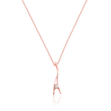 Collier Solitaire Or Rose 18KTS Diamant 0.04 carats H-SI 42cm
