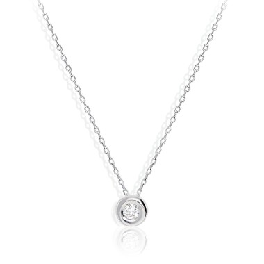 Collier Solitaire Or 750 Diamant 0.080ct