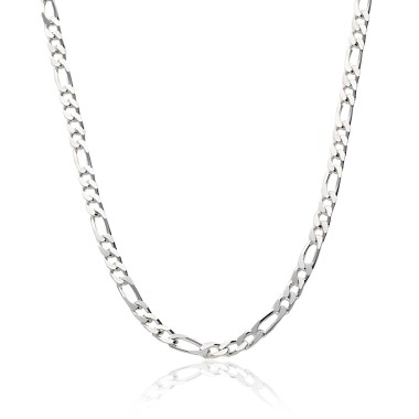 Collier Chaîne Maille Alternée 1+3 Argent Blanc 55cm