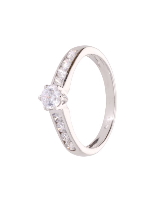 Bague Solitaire sertis-griffes Or Blanc 375 Oxyde de Zirconium