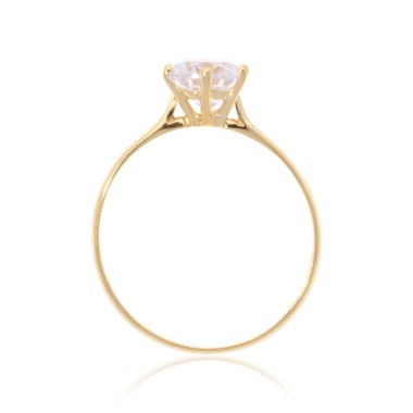 Bague Solitaire sertis-griffes Or Jaune 375 Oxyde de Zirconium 6mm