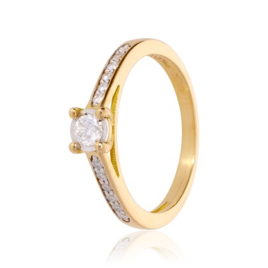 Bague Solitaire Or Jaune 750 Diamant 0.300ct