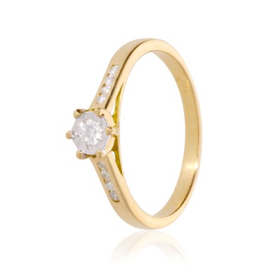 Bague Solitaire Or Jaune 750 Diamant 0.200ct