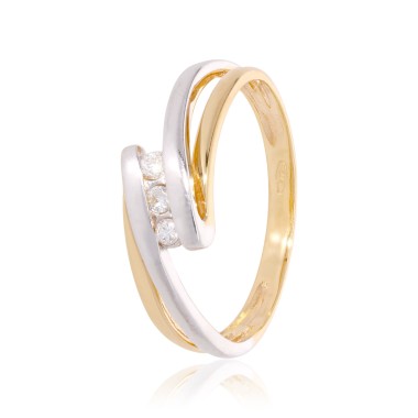 Bague Trilogie Or jaune 375 Diamant 0.120ct