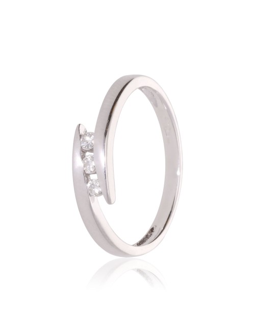 Bague Trilogie Or blanc 750 Diamant 0.120ct