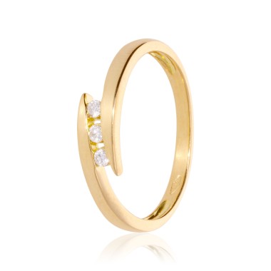 Bague Trilogie Or jaune 750 Diamant 0.120ct