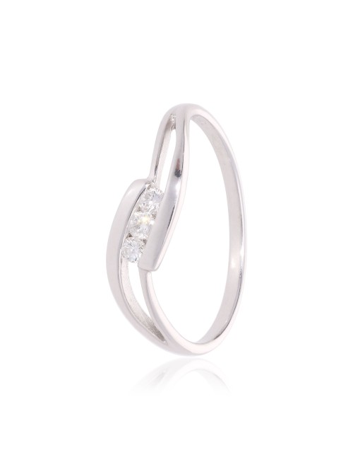 Bague Trilogie Or blanc 750 Diamant 0.120ct