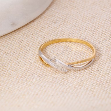 Bague Trilogie Or bicolore 750 Diamant 0.030ct