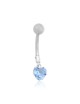 Piercing Nombril Coeur Argent Oxyde de zirconium Bleu Topaze