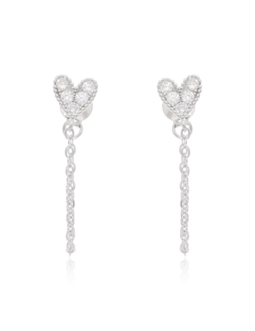 Boucles d'oreilles Pendantes Amour Coeur Forçat Argent Oxyde de zirconium