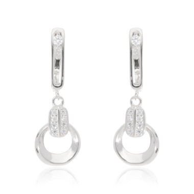 Boucles d'oreilles Pendantes Ovales Composées Argent Oxyde de zirconium