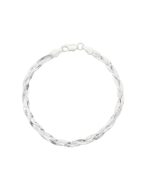 Bracelet Tressé Miroir 18cm Argent