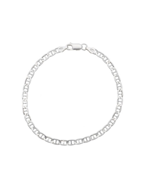 Bracelet Souple Marine Barrée Massif 20cm Argent