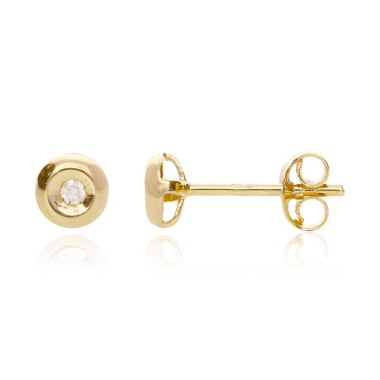 Boucles d'oreilles Solitaire Or Jaune 750 Diamant 0.040cts