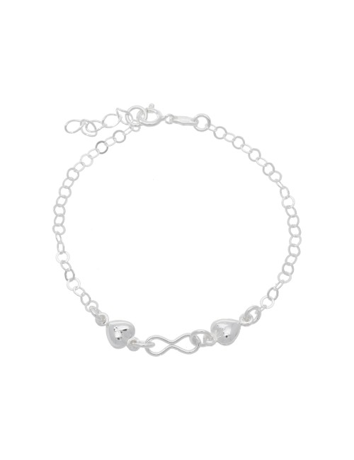 Bracelet Amour 2 Cœur Infini 19cm Argent