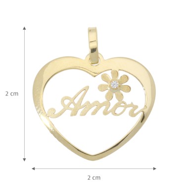 Pendentif Coeur Or Jaune Oxyde de Zirconium