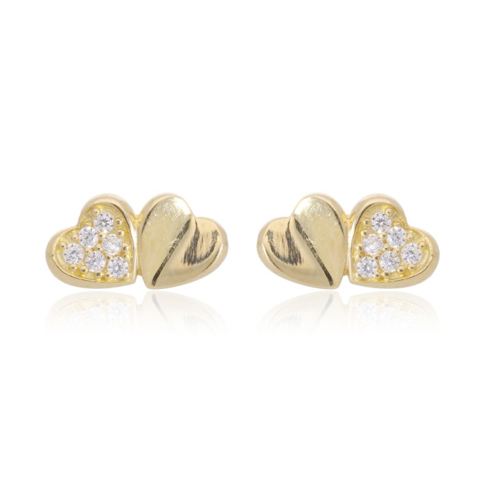 Boucles d'oreilles Coeur Or Jaune 375 Oxyde de Zirconium