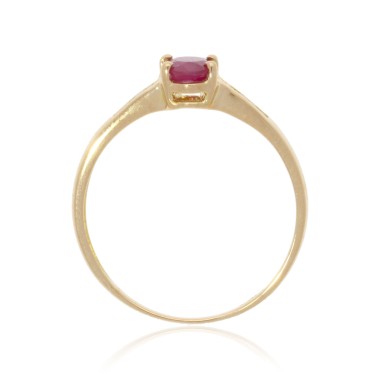 Bague Or Jaune 750 Rubis Diamant 0.060ct Agrémenté