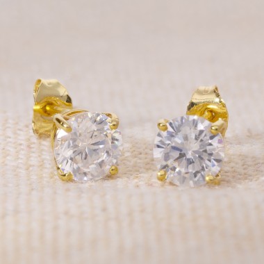 Boucles d'oreilles Solitaire Or 375 Oxyde de zirconium