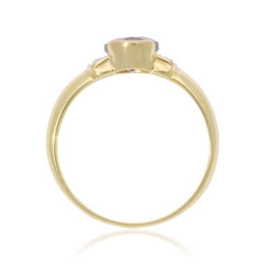 Bague Solitaire Or 375 Améthyste Diamant 0.020ct