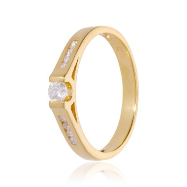 Bague Solitaire Or 375 Diamant Laboratoire 0.220ct