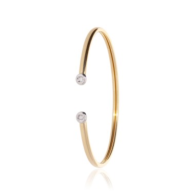 Jonc Esclave Or 750 Diamant 0.030ct