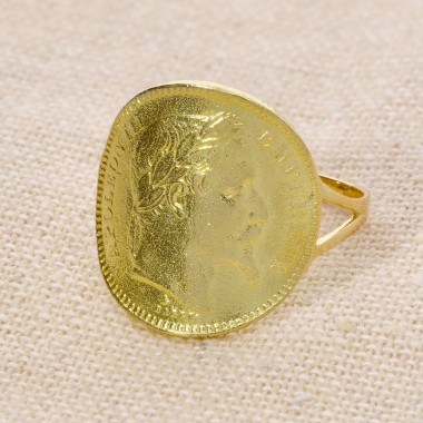 Bague Pièce Napoléon 20F Or 750 Réplique